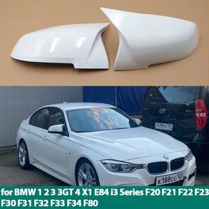 화이트 백미러 캡 윙 사이드 미러 커버, BMW 1 2 3 3GT 4 X1 E84 M2 i3 시리즈 F20 F21 F22 F23 F30 F31 F32 F33 F34 F80