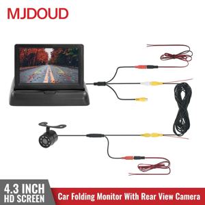 MJDOUD 자동차 후방 카메라 모니터, 접이식 4.3 인치 TFT LCD HD 스크린, 역방향 LED 백업 역방향 카메라, 차량 주차용