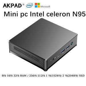 AKPAD LB1 미니 PC, 인텔 N95, N100, 8 GB, 16GB DDR4 RAM, 128, 256, 512GB, 1TB, 2TB SSD, WiFi5, 6 BT4.2, 5. UHD 데스크탑 컴퓨터, 2 지지대, 4K