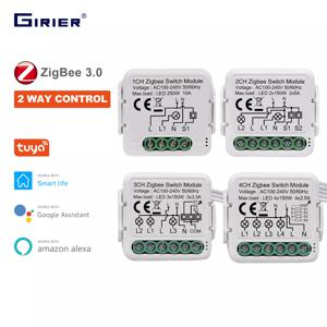 GIRIER Tuya ZigBee 3.0 스위치 모듈 10A 스마트 홈 DIY 차단기 1 2 3 4 갱은 Alexa Google 홈으로 2 웨이 제어 작업을 지원합니다.