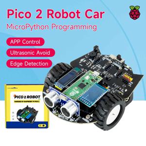 Yahboom Raspberry Pi Pico2 로봇 자동차 DIY 전자 키트 코딩 로봇 키트, 지지대 마이크로파이썬 프로그래밍 앱 적외선 제어