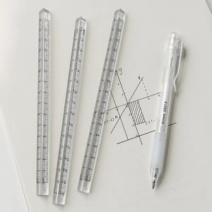 프리즘 직선 눈금자 0-15cm 아크릴 수학 눈금자 건축 눈금자 눈금자 스케일 도구, 학생 문구