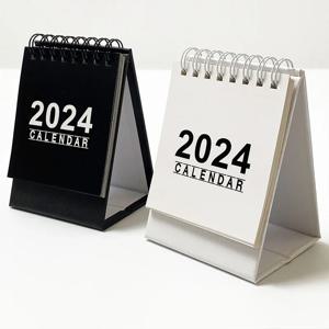 블랙 화이트 2024 2025 책상 달력, 귀여운 코일 달력, 할 일 목록, 월별 플래너, 일정 정리함, 귀여운 사무용품