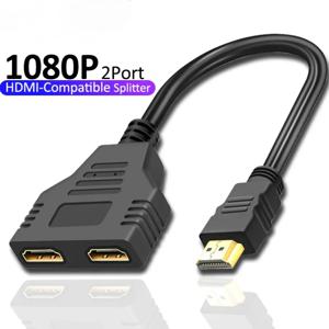 HDMI HD 케이블 분배기, 1080P 2 듀얼 포트 Y 분배기, 1 인 2 아웃 케이블 어댑터, LCD TV 박스 PS3 HDMI 호환 분배기