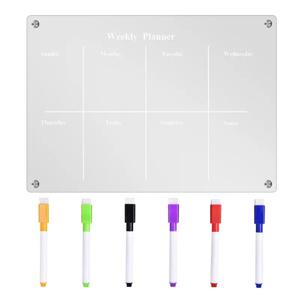 투명 냉장고 자석 스티커 달력 보드 플래너, 재사용 가능한 자석 투명 아크릴 냉장고 메시지 메뉴, 6 개 마커 포함