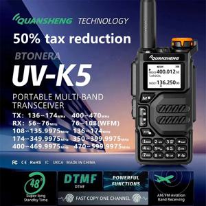 Quansheng UV-K5 워키토키, 5 W 에어 밴드 양방향 라디오, UHF VHF DTMF FM 스크램블러, NOAA 무선 주파수 복사 햄 라디오