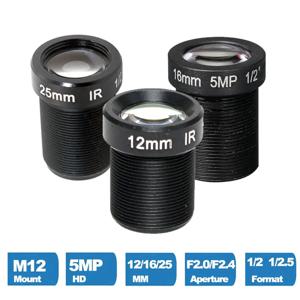 CCTV 카메라 렌즈, 보안 보안 IP 카메라, 스포츠 캠 옵션, 5 메가 픽셀 M12 X P0.5 마운트, 1/2.5 인치 F2.0 12mm 16mm 25mm