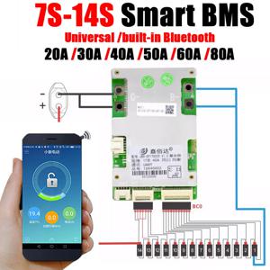 JBD Bluetooth 스마트 BMS 7S ~ 17S 10S 13S 14S 16S 리튬이온 배터리 보호판 24V 36V 48V 52V 60V 리튬이온 Lipo 20A 40A 60A