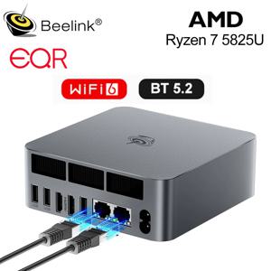 Beelink 미니 PC 게임용 미니 컴퓨터, EQR5 AMD Ryzen7 5825U, DDR4 32G, 500G, EQR5 Ryzen5 Pro 5650U, 16G, 500G SSD, WiFi6, 4K C타입, 신제품