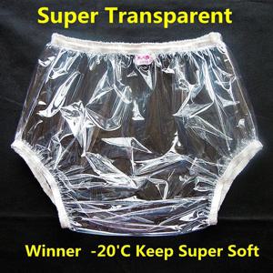 FUUBUU2201-transparent-L-2PCS 성인용 일회용 기저귀, PVC 요실금 반바지, 플라스틱 바지 투명, 무료 배송