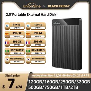 UnionSine HDD 2.5 인치 휴대용 외장 하드 드라이브, 2tb 1tb 500gb 750gb, USB 3.0 저장 공간, PC, 맥, 데스크톱, 맥북, 엑스박스와 호환