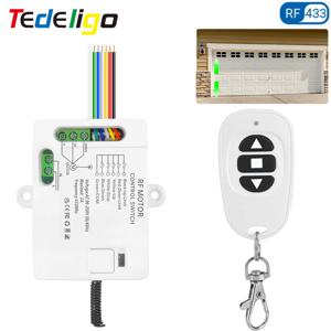 Tedeligo RF 차고 커튼 블라인드 모터 리모컨 스위치, 게이트 오프너 리시버, 양방향 제어 지지대, AC 110V, 220V, 433MHz