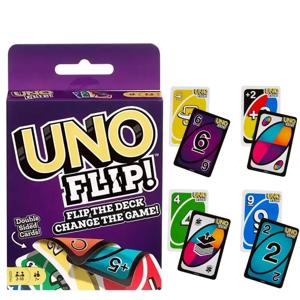 Mattel UNO 플립! 재미있는 게임 가족 엔터테인먼트 보드 게임, 재미있는 카드 놀이, 어린이 장난감 선물 상자, 우노 노 자비 카드 게임, 어린이 장난감