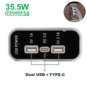 차량용 고속 충전 분배기 콘센트 전원 어댑터, 오토바이 트럭 ATV 보트 RV용, 35.5W PD3.0, 듀얼 USB 3.1A C타입