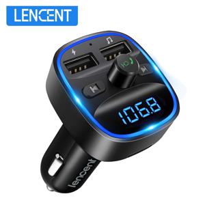 LENCENT-블루투스 FM 송신기 무선 라디오 어댑터 자동차 키트, 듀얼 USB 충전 자동차 충전기 MP3 플레이어 지원 TF 카드