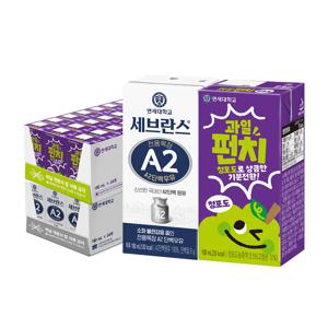 [연세] 세브란스 A2 단백우유 180ml 24팩+과일펀치 청포도 주스 190ml 24팩