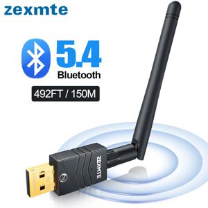 Zexmte USB 블루투스 5.4 동글 어댑터, PC 노트북 무선 스피커 오디오 리시버 송신기용 장거리 어댑터, 492FT, 150M