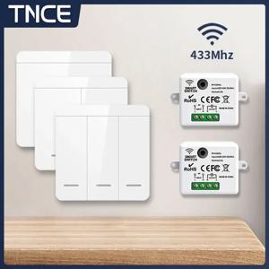 TNCE 미니 무선 리모컨 라이트 스위치, 벽 송신기 스위치, 단추 벽 패널 스위치, RF433MHz, 1/2/3 갱, 86