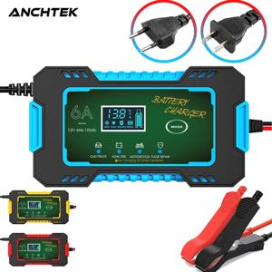 Anchtek 스마트 고속 충전 배터리 충전기, 12V 펄스 수리 LCD 디스플레이, AGM 딥 사이클 젤 납산 충전기, 오토바이 자동차용