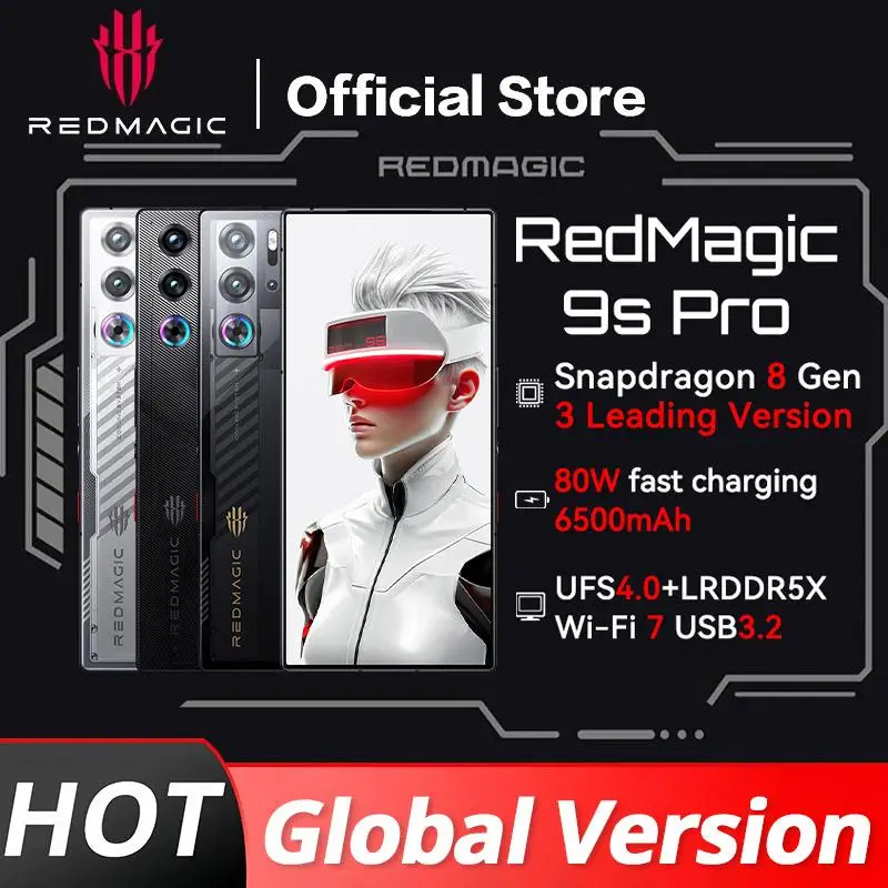 RedMagic 9s Pro 글로벌 버전 5G 게이밍 폰, 6.8 인치, Snapdragon 8 Gen 3, 6500mAh 80W 충전, 50MP NFC, 정품