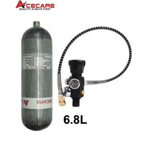 ACECARE 탄소 섬유 실린더 고압 에어탱크 충전 필 스테이션 레귤레이터 밸브, SCBA 다이빙 M18 * 1.5, 4500psi, 6.8L