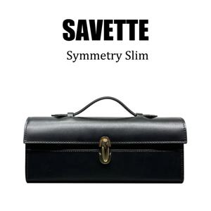 Savette 브랜드 정품 가죽 토트 여성용, 심플한 핸드백, 스몰 스퀘어 백, 바게트 백, 하이 퀄리티, 대칭 슬림 백