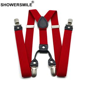 SHOWERSMILE 남성용 클래식 바지 스트랩, 레트로 바지 브레이스, 탄성 멜빵 벨트, Y 백, 120cm, 4 클립