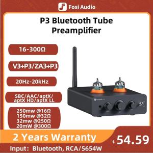 Fosi 오디오 P3 블루투스 튜브 앰프, 홈 스피커용 하이파이 스테레오 프리 앰프, 밸브 진공, 고음 및 저음 제어