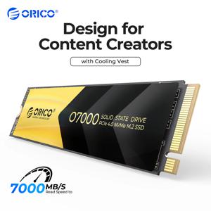 ORICO O7000 PCIe4.0 M.2 NVMe SSD 내장 솔리드 스테이트 드라이브, M.2 M 키 2280 SSD, 컨텐츠 제작자를 위한 냉각 조끼 디자인, 신제품