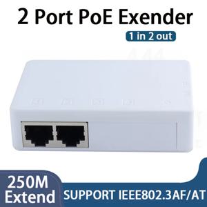 HUI-Tenda 2 포트 Poe 익스텐더, 표준 PoE 스위치, IP 카메라용 1-2 PoE 리피터, 전원 거리 250m, 10 Mbps, 100Mbps, 12V, 1A