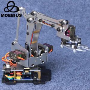 MOEBIUS 4 DOF 메탈 MeArm 로봇 암 키트, 4 메탈 기어 서보, 아두이노 로봇 암과 호환 가능, DIY 기계식 클로 클램프