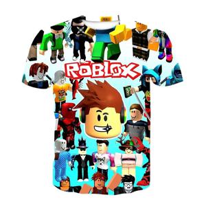 2023 Roblox 어린이 티셔츠, 소년 게임 스포츠 티셔츠, 어린이 만화 반팔 탑, 3D 인쇄 캐주얼 스트리트 하라주쿠 의류