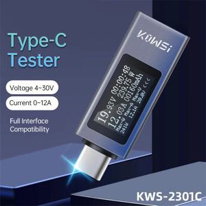 KWS-2301C 다기능 디지털 디스플레이, DC 전압 전류 계량기 전원 계량기, C타입 휴대폰 충전 테스터, DC 4-30V 0-12A