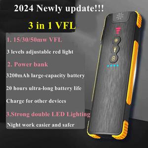 2024 3 in 1 광섬유 시각적 결함 로케이터, VFL 충전식, 3200mAh 배터리 보조배터리, 이중 LED 조명, 15 mw, 30 mw, 50mw, 신제품