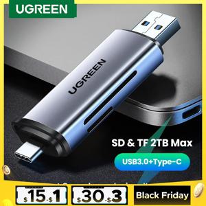 UGREEN 카드 리더기 USB 3.0 USB C-SD 마이크로SD TF 선더볼트 3 컴퓨터용 노트북용 액세서리 스마트 메모리 카드 리더기 SD 카드 어댑터