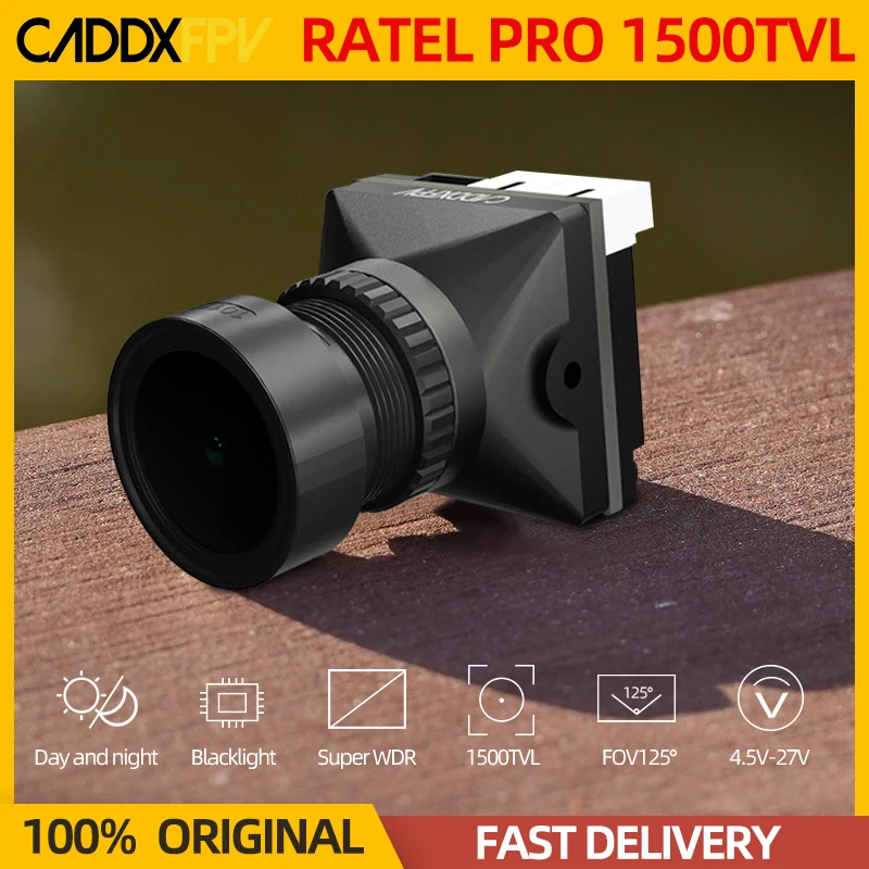 재고 Caddx Ratel PRO FPV 카메라, FPV 드론용, 1500TVL 16:9 4:3 NTSC PAL FOV125 ° 블랙라이트 야간 카메라, CADDXFPV