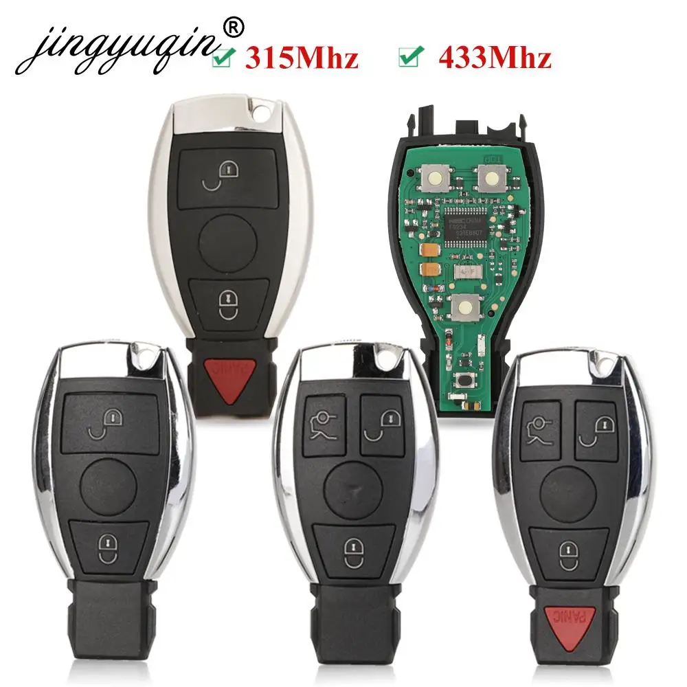 Jingyuqin bga 스타일 2/3/4 버튼 원격 스마트 자동차 키 315 mhz/433 mhz mb 메르세데스 벤츠 e s 2 지원 원래 nec bga fob