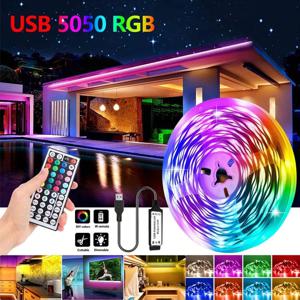 USB 1-30M LED 라이트 스트립, RGB 5050 블루투스 앱 제어, LED 색상 변경 조명, 음악 동기화, 파티 PC 거실용