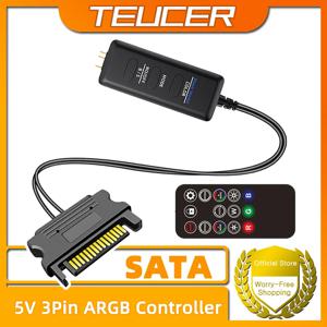 TEUCER LC-S50R ARGB 컨트롤러, SATA 인터페이스, 익스텐션 케이블 라이트 레귤레이터, PC 케이스 선풍기 리모컨 포함, 5V, 3PIN