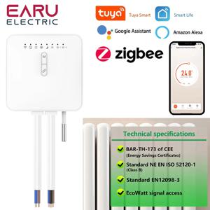 Tuya ZigBee 스마트 온도조절기, 파일럿 와이어 가열 라디에이터, 지지대 에코와트 전기 모니터링 리모컨, 알렉사 구글