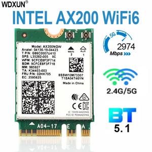 무선 네트워크 카드 듀얼 밴드 2.4Gbps 인텔 Wi-Fi 6E AX200 AX200NGW 802.11ax/ac MU-MIMO 2x2 NGFF M.2