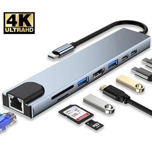 USB C 허브 타입 C 분배기 썬더볼트 3 도킹 스테이션 노트북 어댑터 맥북 에어 M1 아이패드 프로용 RJ45 HDMI