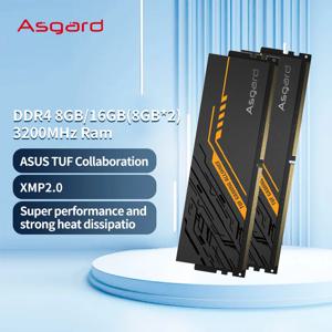 Asgard TUF 공동 브랜드 DDR4 RAM PC 메모리 램, 데스크톱 1.35V, 8GB, 8GBx2, 16X2, 3200MHz RAM