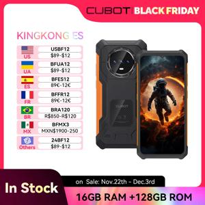 Cubot KingKong ES 초박형 견고한 안드로이드 스마트폰, 16GB RAM(6GB + 10GB), 128GB ROM, 6.56 인치 90Hz 화면, 48MP 카메라, 4G 휴대폰