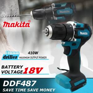 Makita DDF487 스크루 드라이버 무선 타악기 드릴, 18V 전기 가변 속도 브러시리스 모터 임팩트 전동 공구 전동 드릴