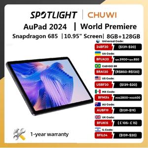 CHUWI AuPad 태블릿 10.95 인치 1200*1920 FHD 디스플레이, 스냅드래곤 685 옥타코어 8GB DDR4 128GB ROM, 4G LTE GPS, 안드로이드 14 태블릿 PC