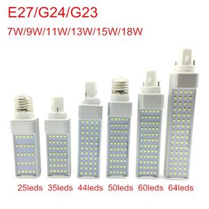 G24 LED 전구 7W 9W 11W 13W 15W 18W E27 LED 옥수수 전구 빛 SMD 2835 스포트 라이트 180 학위 AC85-265V 수평 플러그 빛