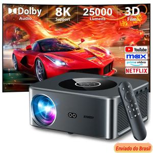 XIWBSY 25000 루멘 안드로이드 4K 프로젝터, 와이파이 6 풀 HD 무선 프로젝터, 자동 키스톤 돌비 비디오, 홈 시어터 프로젝터 비머