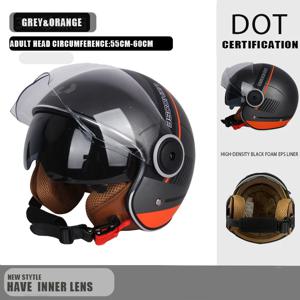 듀얼 렌즈 빈티지 헬멧, DOT 인증 오토바이, Casco Go Kart 스쿠터, 모터 밴 오토바이, 사계절 레이싱 하프 헬멧