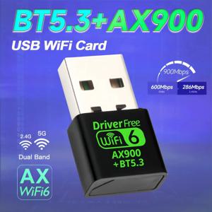 무선 듀얼 밴드 5.3 와이파이 USB 어댑터, 와이파이 안테나 USB, PC 노트북 Win10 11 드라이버용, 와이파이 6 AX900, 2.4G 및 5GHz